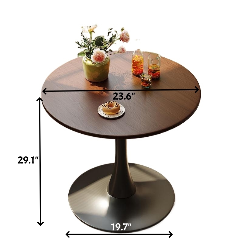 24 Walnut Round Table  Modern  Steel Base Dining Table