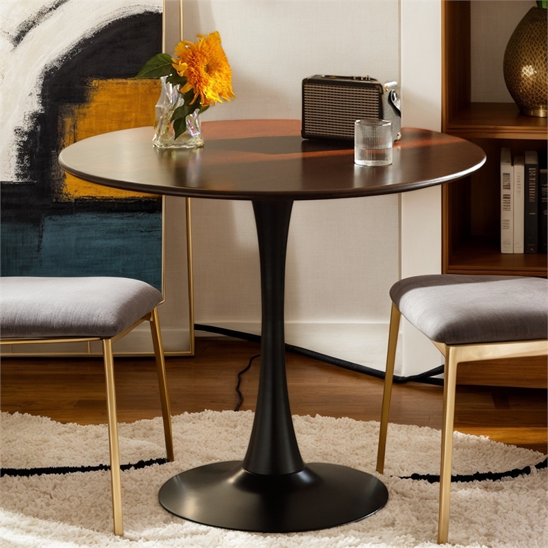 24 Walnut Round Table  Modern  Steel Base Dining Table