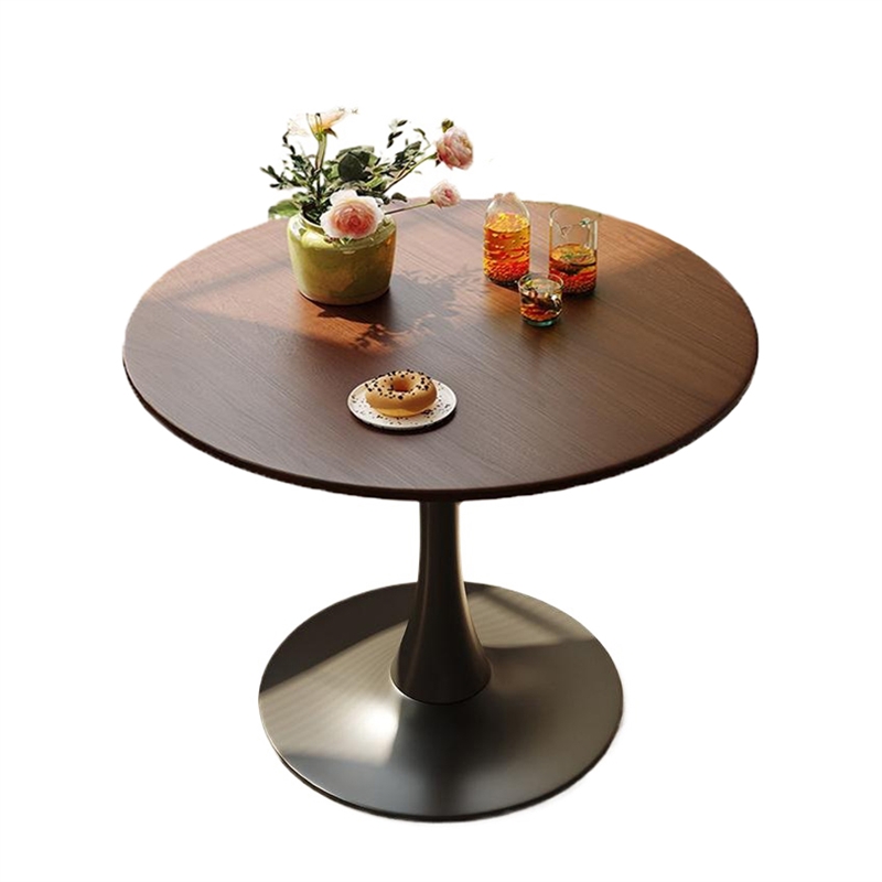 31.5 Round Walnut Dining Table  Mid Century Metal Base Tulip Kitchen Table