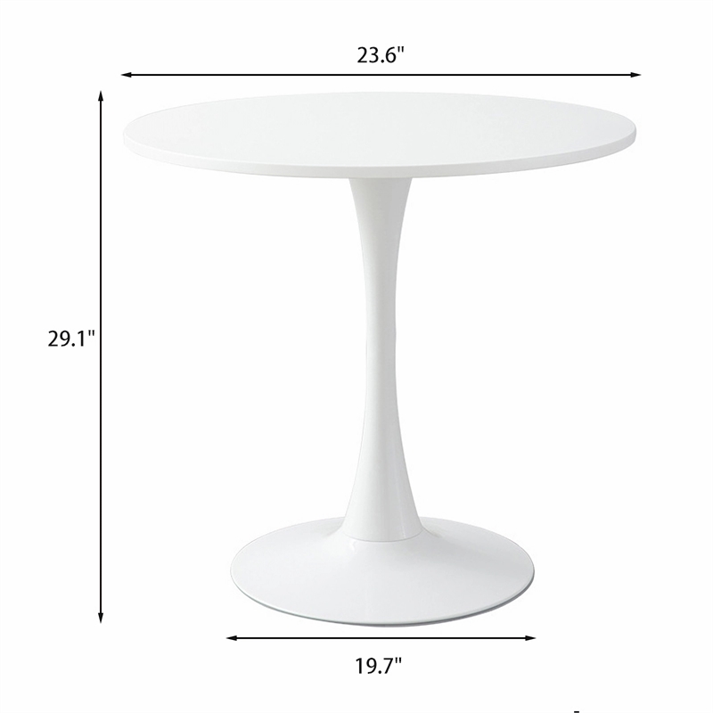 24 Inch White Tulip Round Dining Table  Modern Steel Base Kitchen Table