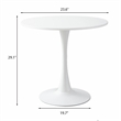 24 Inch White Tulip Round Dining Table  Modern Steel Base Kitchen Table