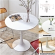 24 Inch White Tulip Round Dining Table  Modern Steel Base Kitchen Table