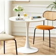 24 Inch White Tulip Round Dining Table  Modern Steel Base Kitchen Table