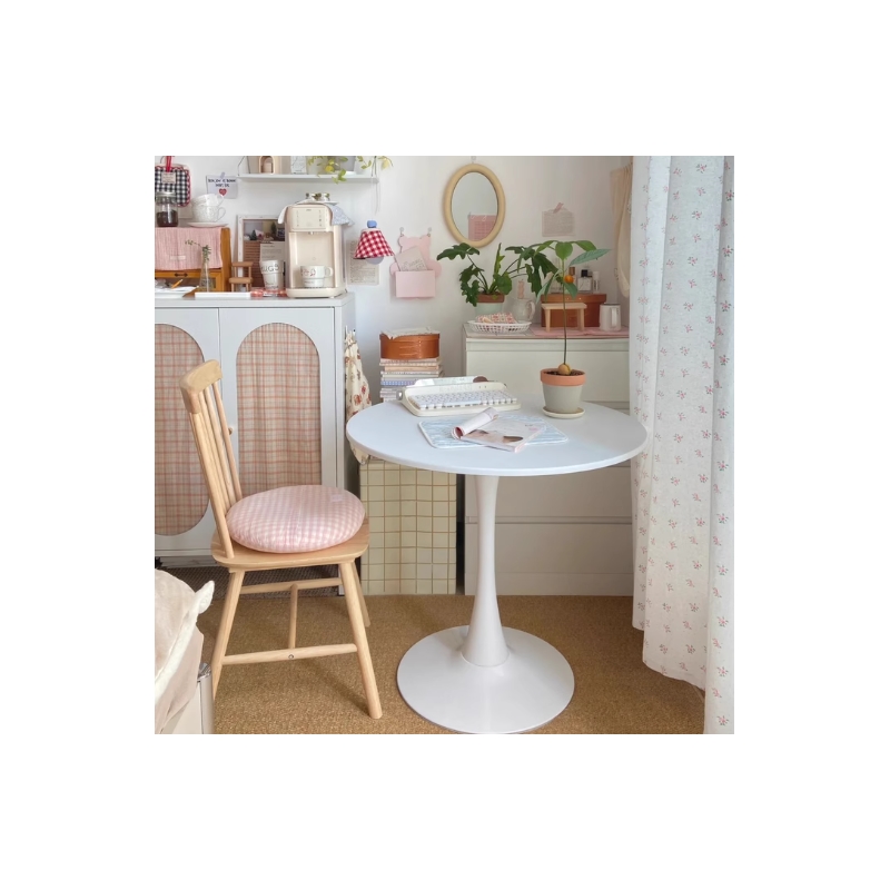 24 Inch White Tulip Round Dining Table  Modern Steel Base Kitchen Table