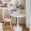 24 Inch White Tulip Round Dining Table  Modern Steel Base Kitchen Table