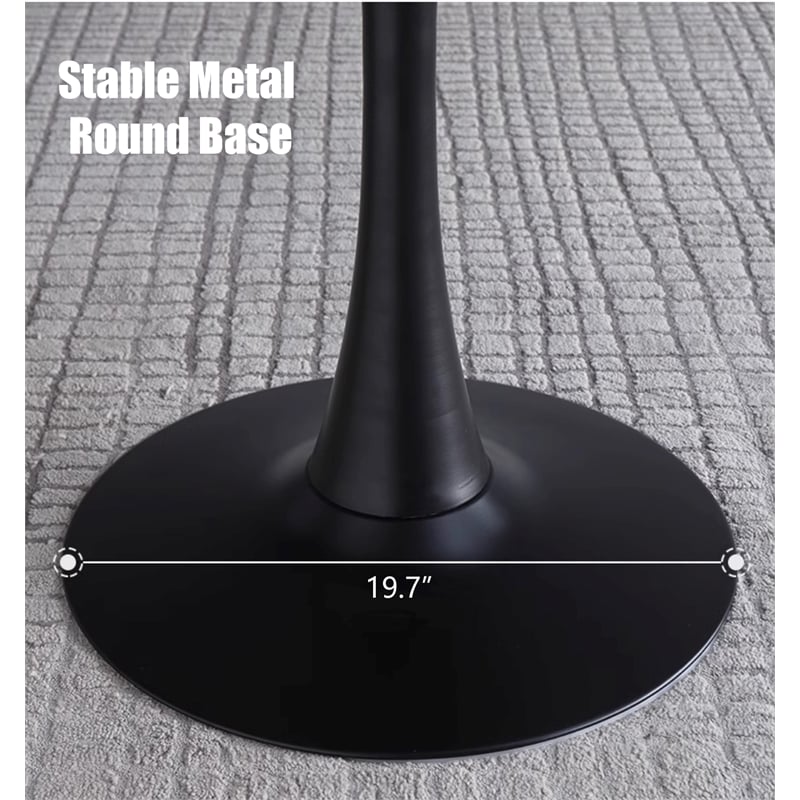 24 Inch Round Black Metal Tulip Dining Table  Mid Century Modern Kitchen Table