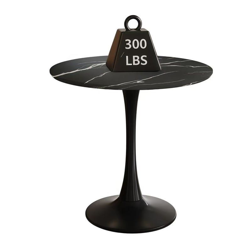 24 Inch Round Black Metal Tulip Dining Table  Mid Century Modern Kitchen Table