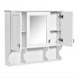 Wall Mounted White Wood Mirror Medicine Cabinet with Open Shelves
