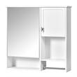 White Solid Wood Wall Mounted Medicine Cabinet with Mirror Doors and Shelves