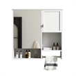 White Solid Wood Wall Mounted Medicine Cabinet with Mirror Doors and Shelves