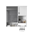 White Solid Wood Wall Mounted Medicine Cabinet with Mirror Doors and Shelves