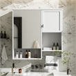 White Solid Wood Wall Mounted Medicine Cabinet with Mirror Doors and Shelves