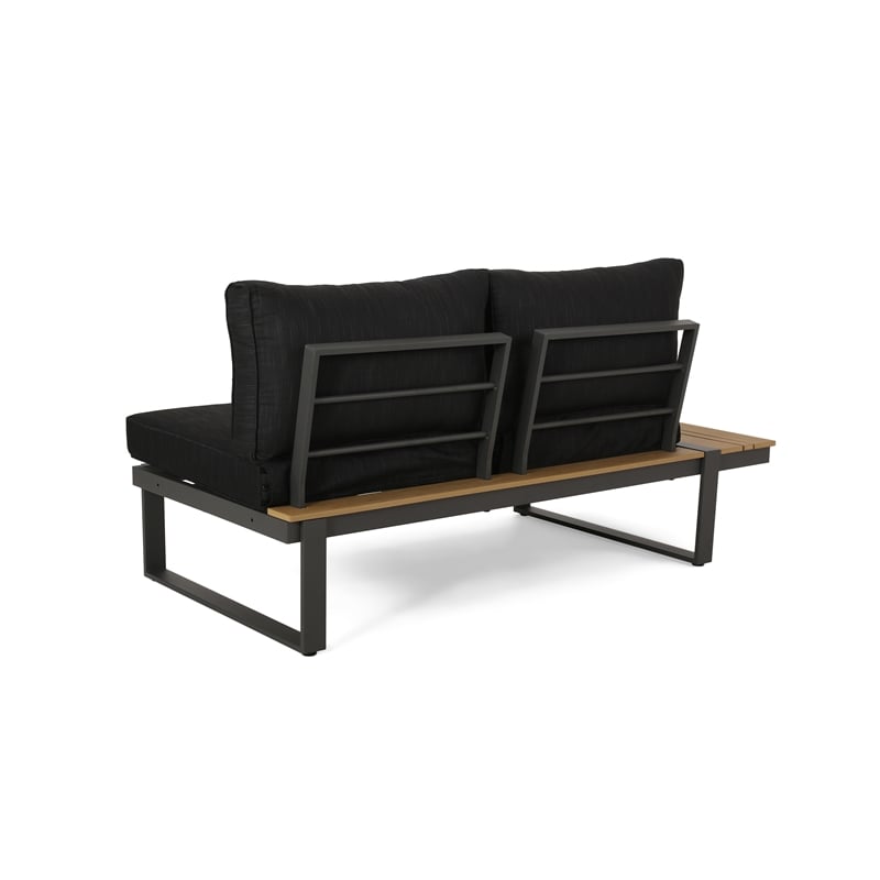 Gray  Wood Left Arm Sofa Seater