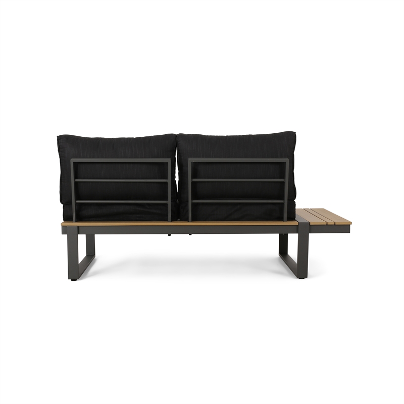 Gray  Wood Left Arm Sofa Seater