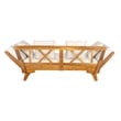 Beige  Wood Outdoor Patio Daybed Sofa with 3 Seats and Foldable Arms