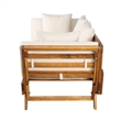 Beige  Wood Outdoor Patio Daybed Sofa with 3 Seats and Foldable Arms