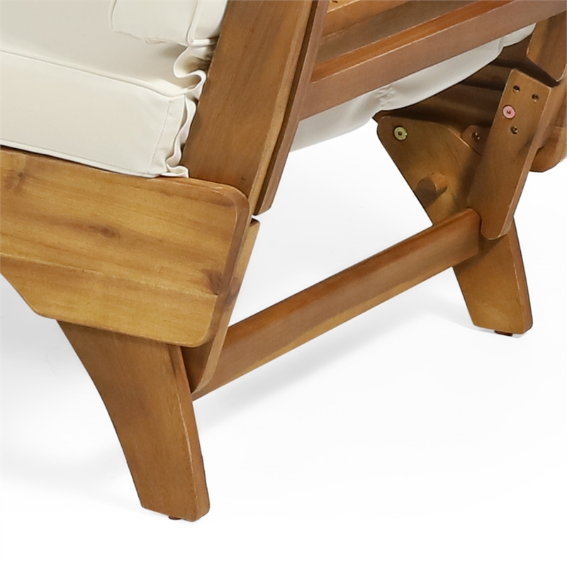 Beige  Wood Expandable Outdoor Daybed with Convertible Cushions