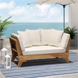 Beige  Wood Expandable Outdoor Daybed with Convertible Cushions