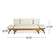 Beige  Wood Expandable Outdoor Daybed with Convertible Cushions