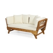 Beige  Wood Expandable Outdoor Daybed with Convertible Cushions