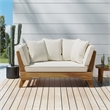 Beige  Wood Expandable Outdoor Daybed with Convertible Cushions