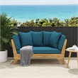 Blue  Wood Expandable Daybed Patio Couch with Adjustable Armrests