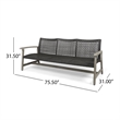 Gray Wood Outdoor  3 Seater Patio Sofa Furniture Set