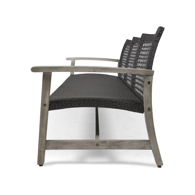 Gray Wood Outdoor  3 Seater Patio Sofa Furniture Set