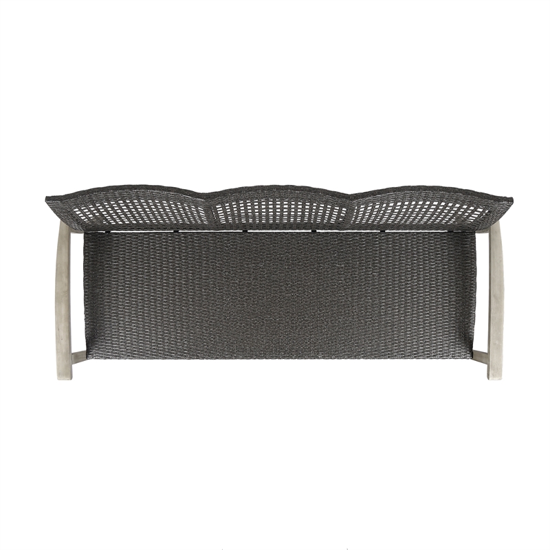 Gray Wood Outdoor  3 Seater Patio Sofa Furniture Set