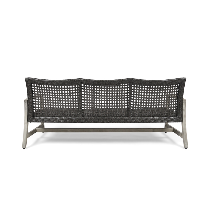 Gray Wood Outdoor  3 Seater Patio Sofa Furniture Set