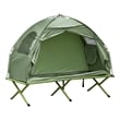 Outsunny Single Person Camping Tent Cot Steel and Polyester Green