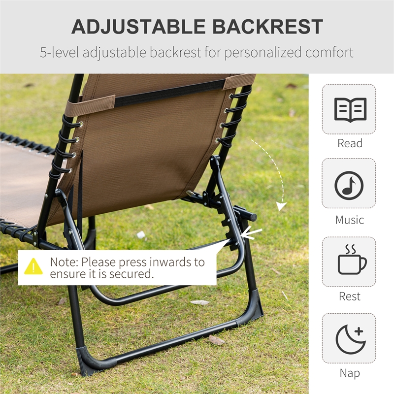 Outsunny Reclining Chaise Lounge Chair Steel and Polyester Brown
