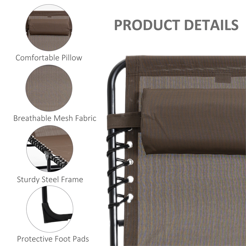 Outsunny Reclining Chaise Lounge Chair Steel and Polyester Brown