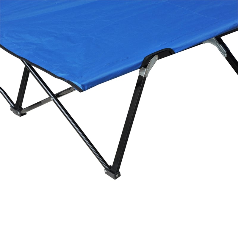 Outsunny 2 Person Folding Camping Cot 50 Wide Sleeping Bed Blue