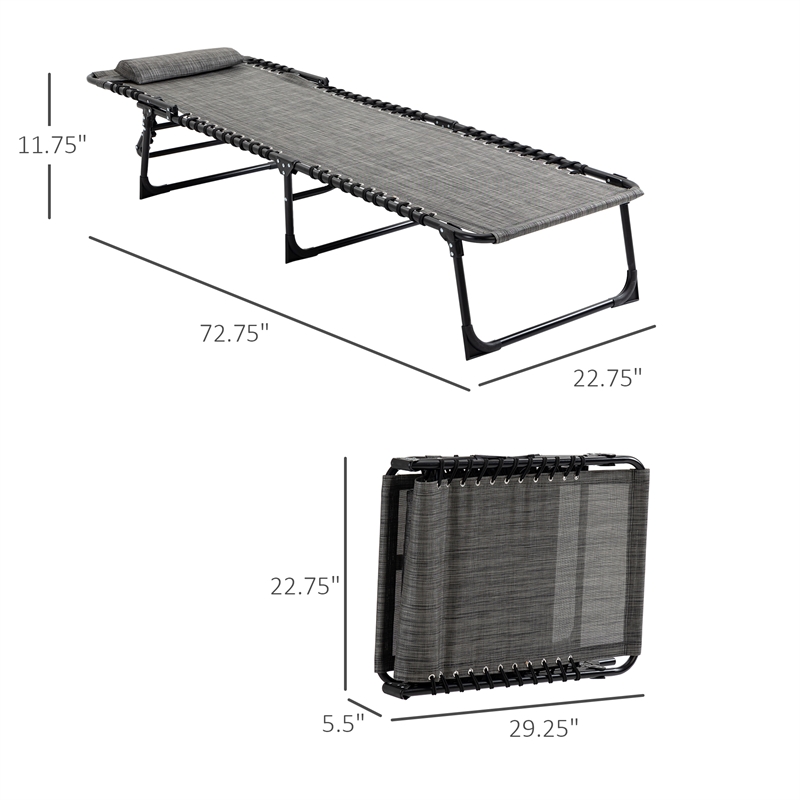 Outsunny Reclining Chaise Lounge Steel and Polyester Grey