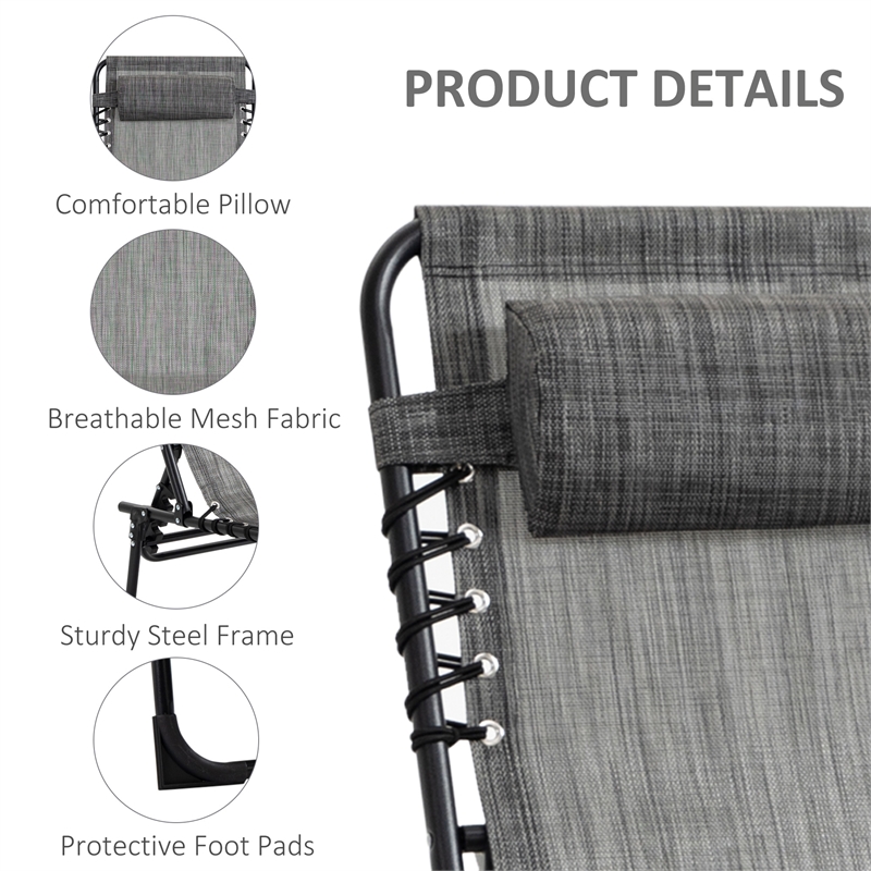 Outsunny Reclining Chaise Lounge Steel and Polyester Grey