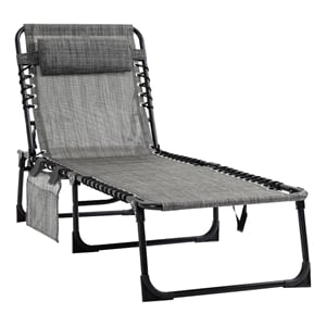 Outsunny Reclining Chaise Lounge Steel and Polyester Grey