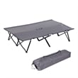 Outsunny Gray Steel 2 Person Folding Camping Cot with Carry Bag