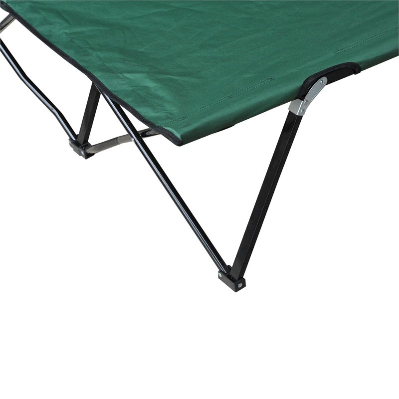 Outsunny 2 Person Folding Camping Cot Steel and Polyester Green