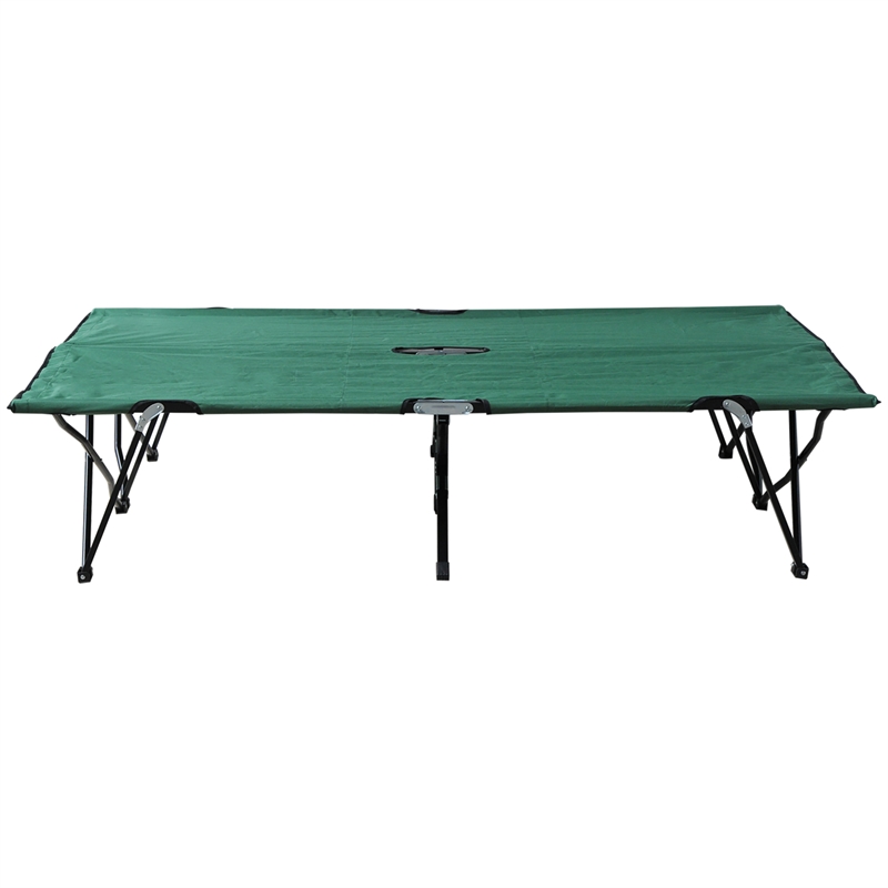 Outsunny 2 Person Folding Camping Cot Steel and Polyester Green