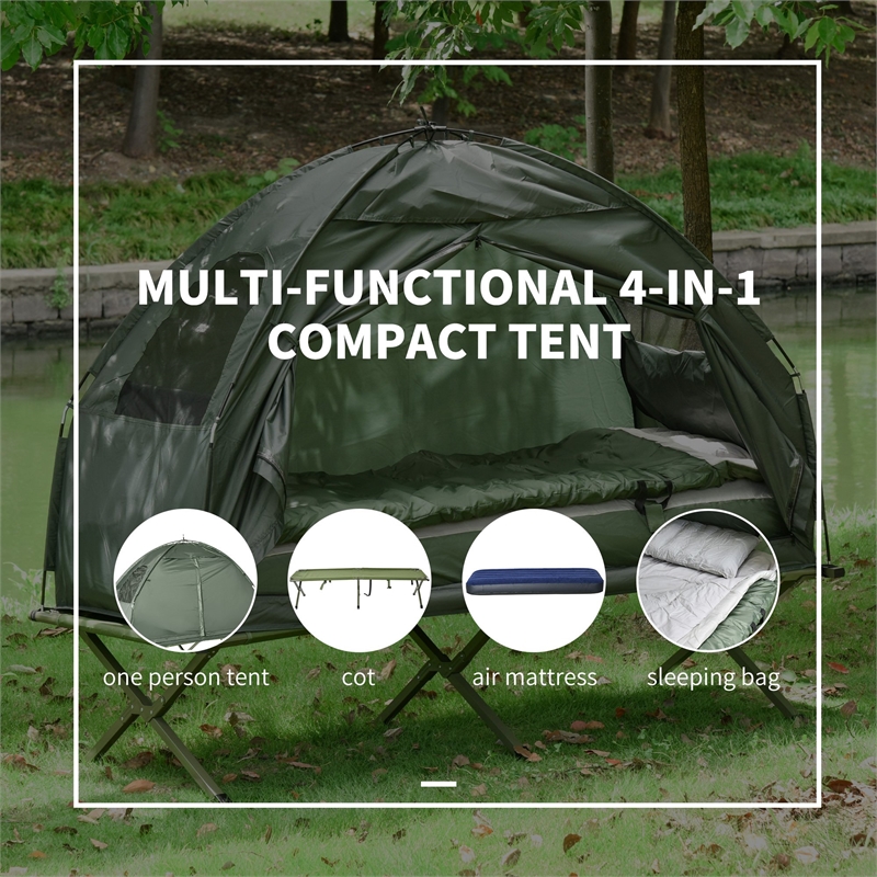 Portable Folding Camping Cot with Steel Frame green