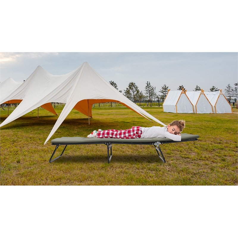 5 Position Adjustable Heavy Duty Camping Cot 1200D Polyester Green