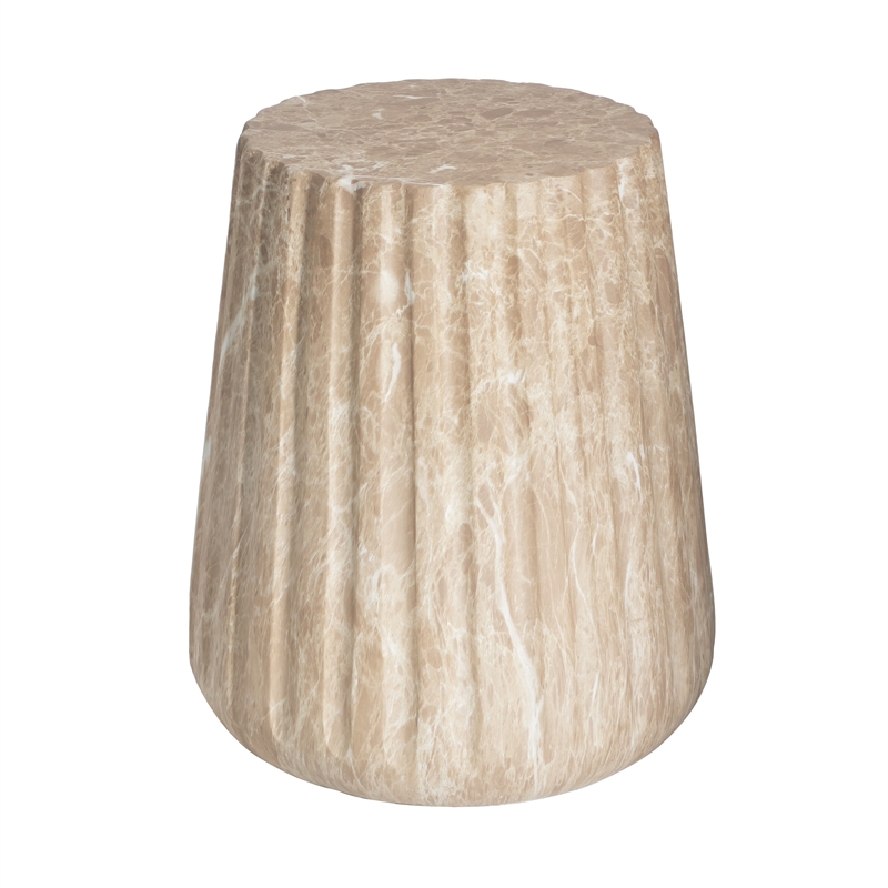 Gold Concrete Outdoor Cleme Carved Side Table - Elegant End Table