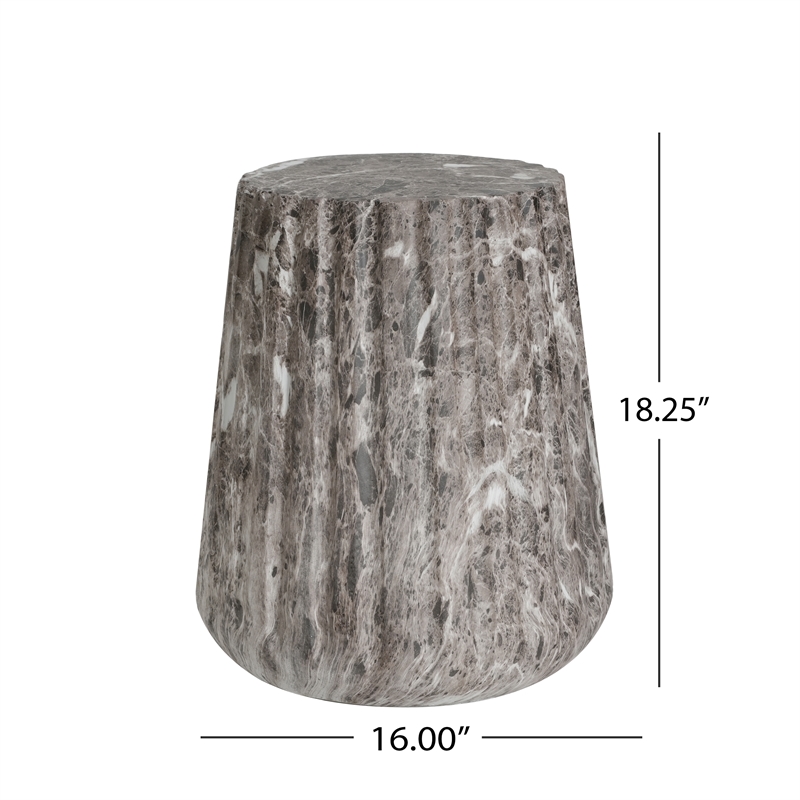 Brown Concrete Outdoor Cleme Carved Side Table and End Table