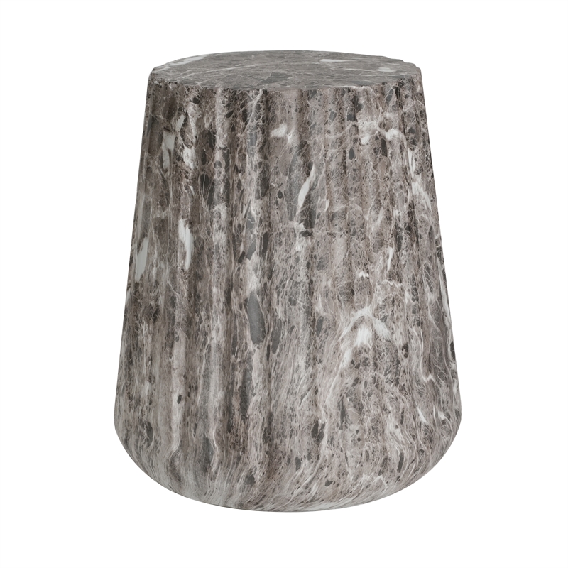 Brown Concrete Outdoor Cleme Carved Side Table and End Table