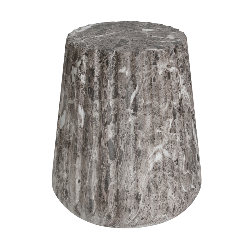 Brown Concrete Outdoor Cleme Carved Side Table and End Table