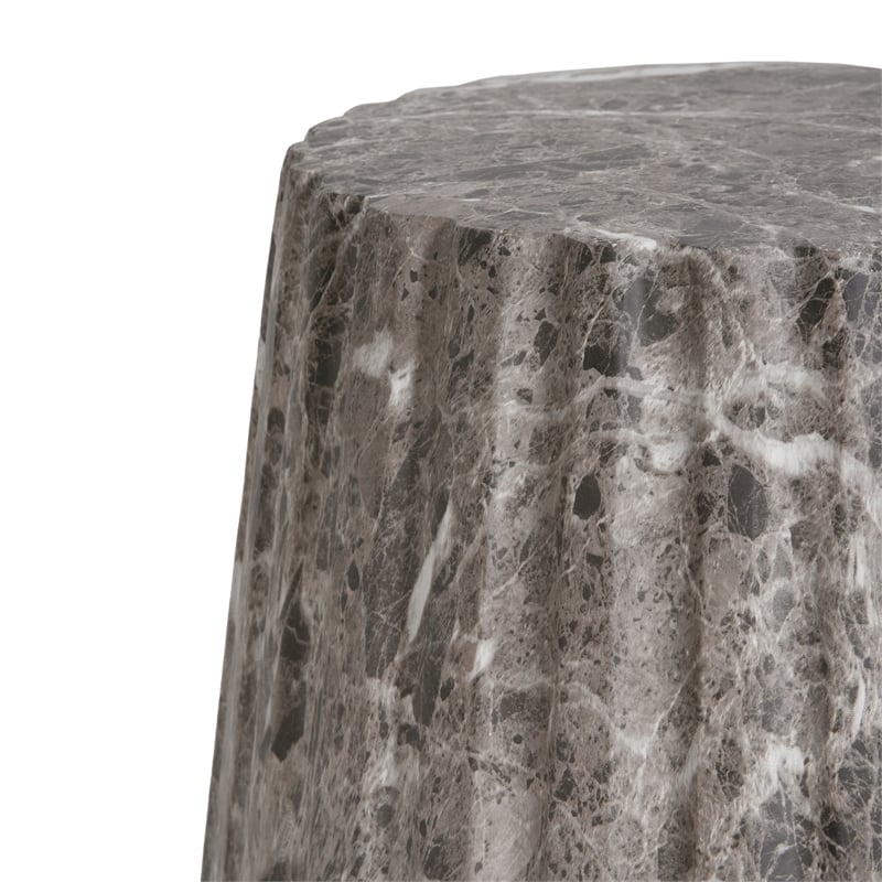 Brown Concrete Outdoor Cleme Carved Side Table and End Table