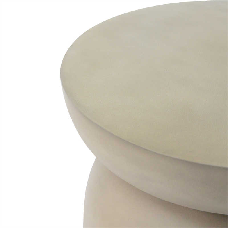 Gray Concrete Outdoor Round Drum Side Table Accent End Table