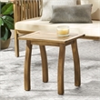 Natural Wood Weather-Resistant Rectangular Outdoor Accent Side Table for Patio