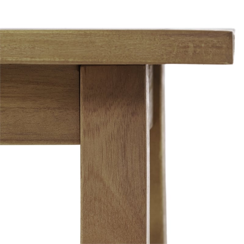 Natural Wood Weather-Resistant Rectangular Outdoor Accent Side Table for Patio